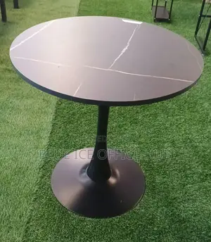 Meza Nyeusi ya Kahawa ya Mviringo - Mgahawa, Ofisi, Chakula