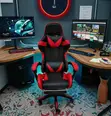 Adjustable Leather Office/Game Chair - Black - 1