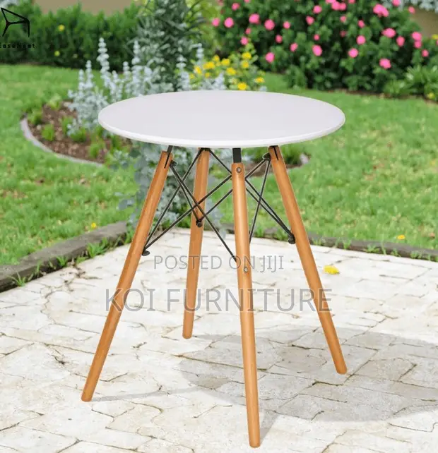 Eames-Inspired Round Dining Table with Wooden Legs - 1