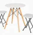 Eames-Inspired Round Dining Table with Wooden Legs - 2