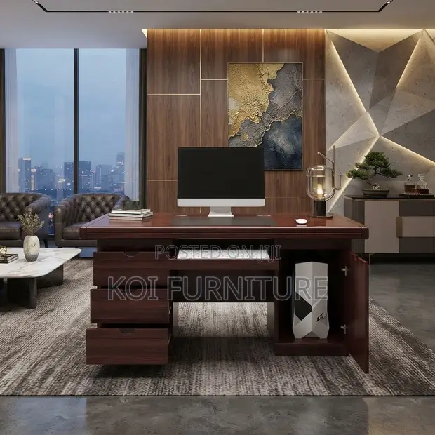 Executive Mahogany Polished Office Desk 1400mm - 1
