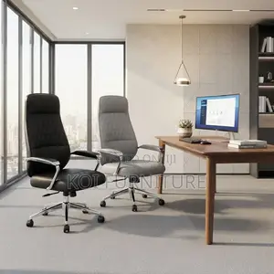 Executive High Backrest Leather Office Chair - Brown