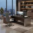 Executive High Backrest Leather Office Chair - Brown - 3
