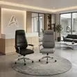 Executive High Backrest Leather Office Chair - Brown - 5