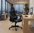 Smooth Leather Gaming Office Chair - Blue - 2