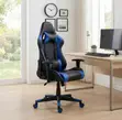 Smooth Leather Gaming Office Chair - Blue - 3
