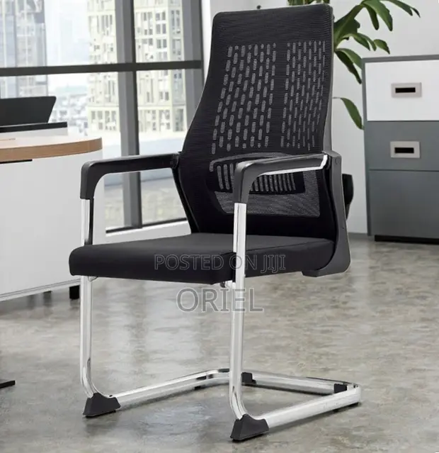 Office Guest Mesh Waiting Chair - Black - 1