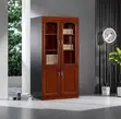 2-Door Half Glass Mahogany Storage Cabinet - 2