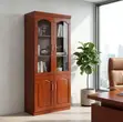 2-Door Half Glass Mahogany Storage Cabinet - 3