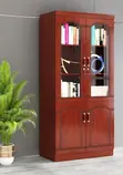 2-Door Half Glass Mahogany Storage Cabinet - 4