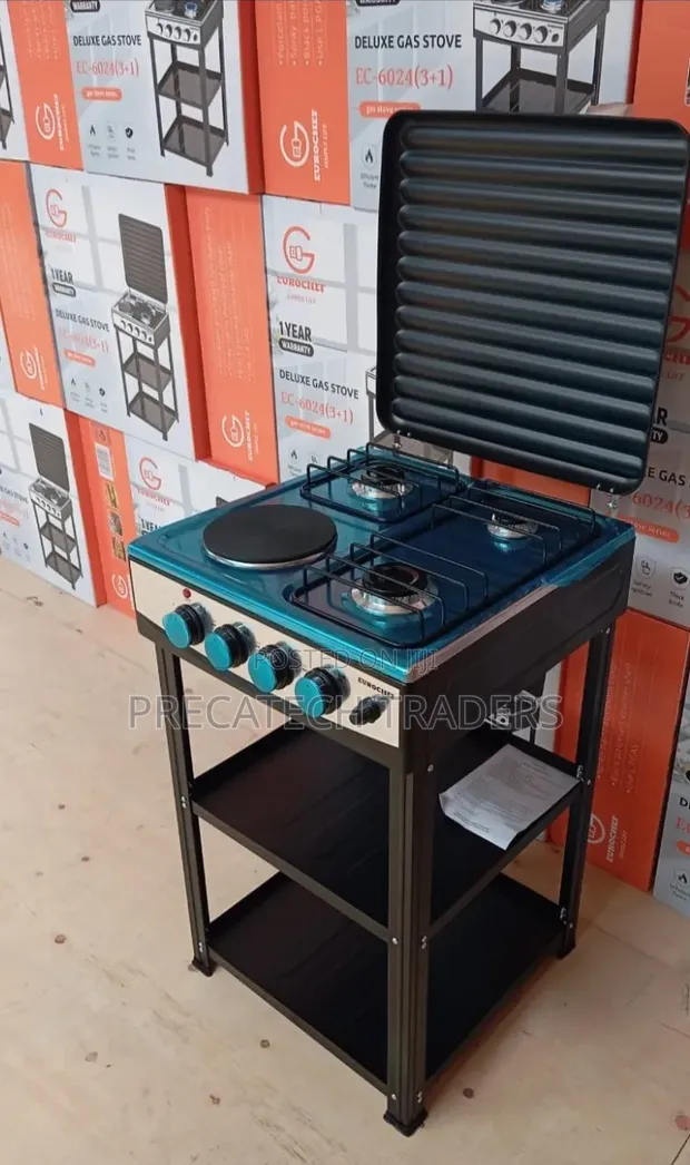 Eurochef 3 Gas + 1 Umeme Standing Cooker na Shelves - 1