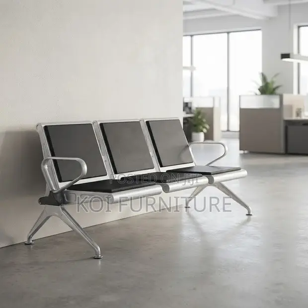 Three-Seater Metallic Reception Bench - 1