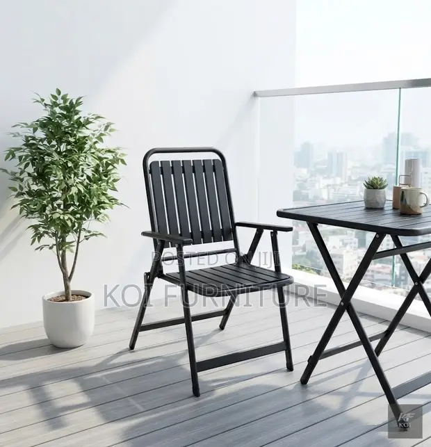 Black Folding Garden Chairs (Set of 4) - 1