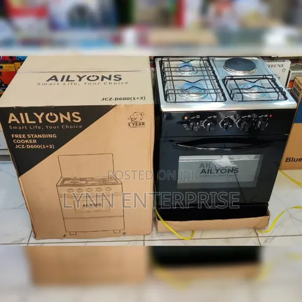 Ailyons Standing Cooker 3 Gesi + 1 Umeme 60x55cm - 1