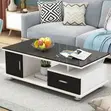 Premium Modern Coffee Table with Storage - Black Glossy - 1