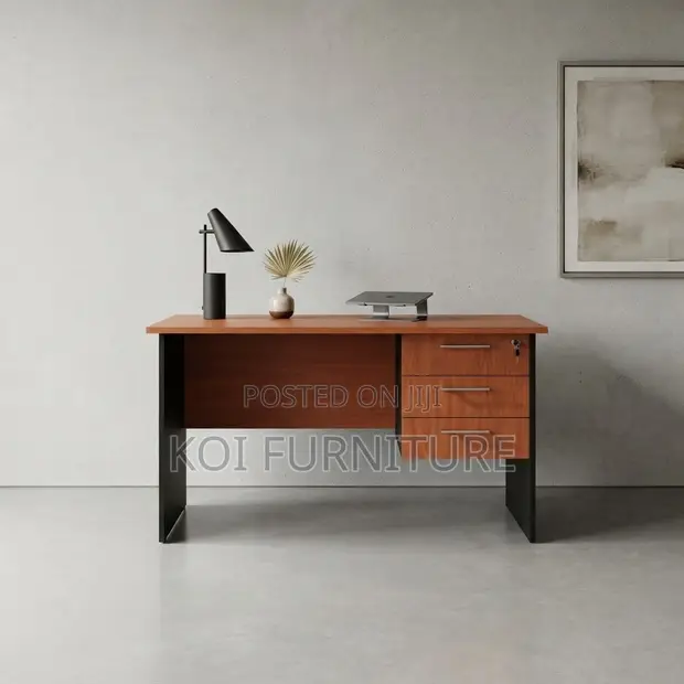 1400mm Golden Home Office Desk with Lockable Drawer - 1