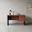 1400mm Golden Home Office Desk with Lockable Drawer - 1