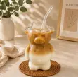 Set ya Vipande 2: Kikombe cha Kioo cha Dubu + Majani ya Kioo - 1