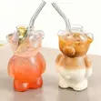 Set ya Vipande 2: Kikombe cha Kioo cha Dubu + Majani ya Kioo - 3