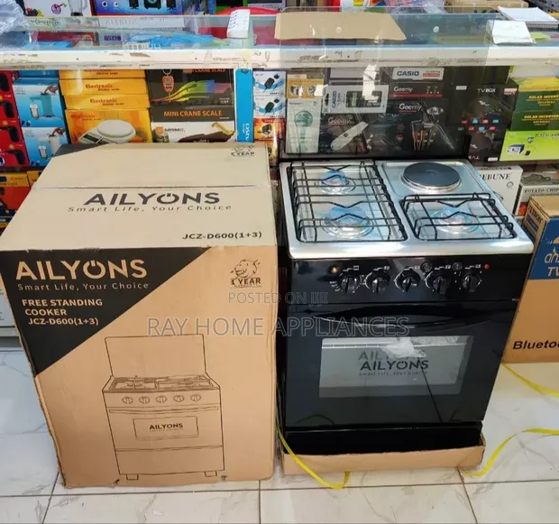 Ailyons Cooker ya Kusimama 3 Gesi + 1 Umeme 60x55cm - 1