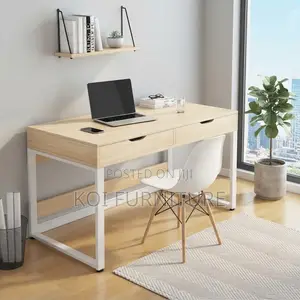 Home Office Desk with Dual Drawers - White