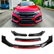 Universal Car Bumper Lip Front Splitter (Nyeusi na Mstari Mwekundu) - 1