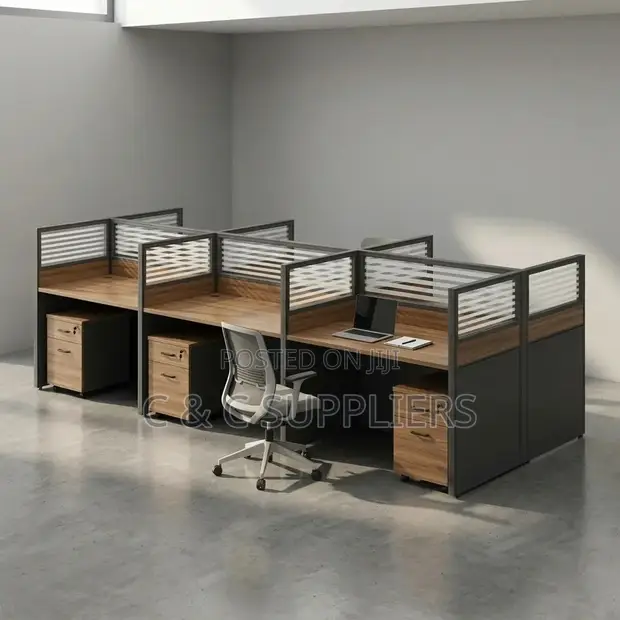 Brown 6-Seater Workstation Desk - 1
