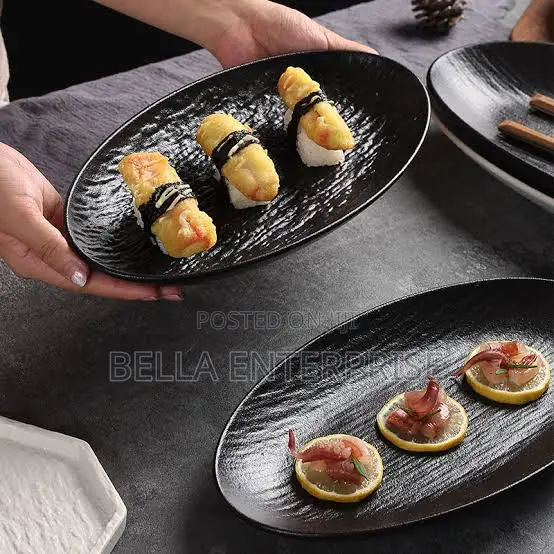 12-Inch Rock Stone Pattern Dan-Shaped Fish Plate - 1
