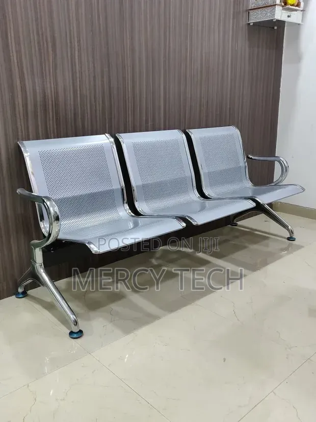 3-Way Link Chair, Unpadded Waiting Bench - 1