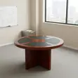 Mahogany Round Meeting Boardroom Table - 1