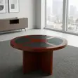 Mahogany Round Meeting Boardroom Table - 4