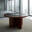Mahogany Round Meeting Boardroom Table - 5