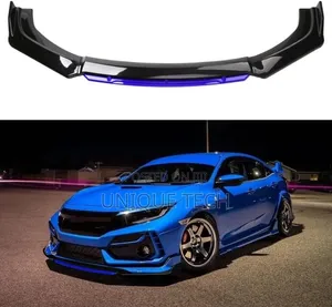 Universal Front Bumper Lip - Nyeusi na Blue Trim