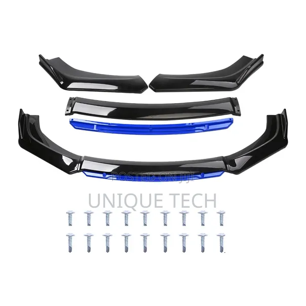 Universal Black Bumper Lip Kit with Blue Accents - 1