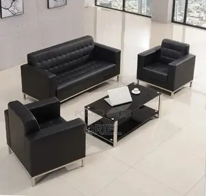 Black Leather Office Sofa