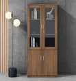 2-Door Wooden Office Bookcase with Glass Top - 1