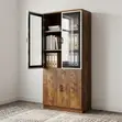 2-Door Wooden Office Bookcase with Glass Top - 2