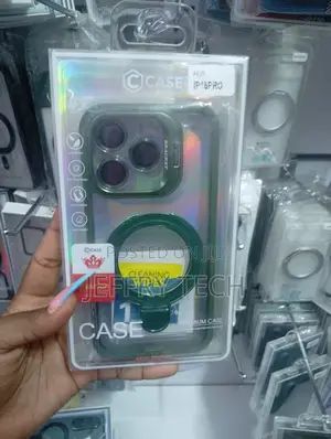 Green Magnetic Case with Ring Stand for iPhone 16 Pro