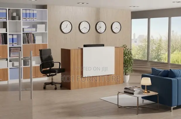 1.6m Modern Brown Reception Desk Table - 1