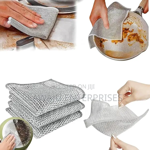Wire Dish Cloth - 10pc Pack Silver Cleaning Pads - 1
