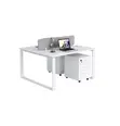 2-Seater White Custom Office Workstation Desk with Storage - 1