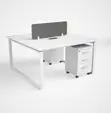 2-Seater White Custom Office Workstation Desk with Storage - 2