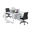 2-Seater White Custom Office Workstation Desk with Storage - 4