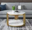Elegant Marble Coffee Table with Gold Metal Frame - 3