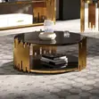 Elegant Marble Coffee Table with Gold Metal Frame - 4