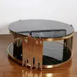 Elegant Marble Coffee Table with Gold Metal Frame - 5