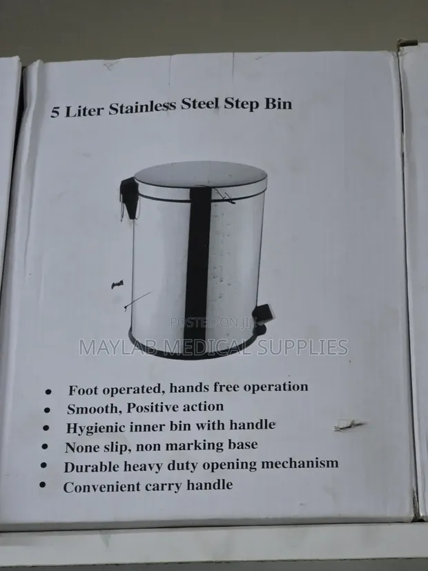 5L Stainless Steel Step Bin | Medical & Pedal Waste Bin - 1
