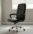 Mid-Back Black Leather Padded Swivel Office Chair - 2