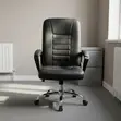 Mid-Back Black Leather Padded Swivel Office Chair - 4