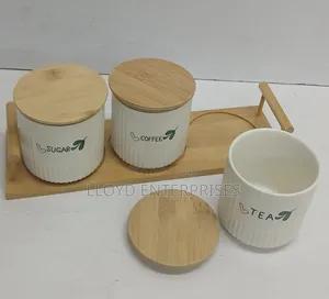 Airtight Ceramic Storage Containers with Bamboo Tray